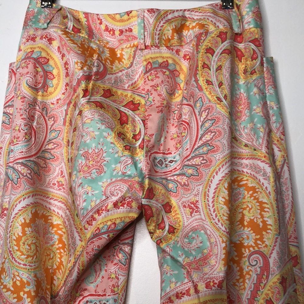 J. MCLaughlin casual paisley mid rise flare leg pants. Size 4 - Picture 6 of 14